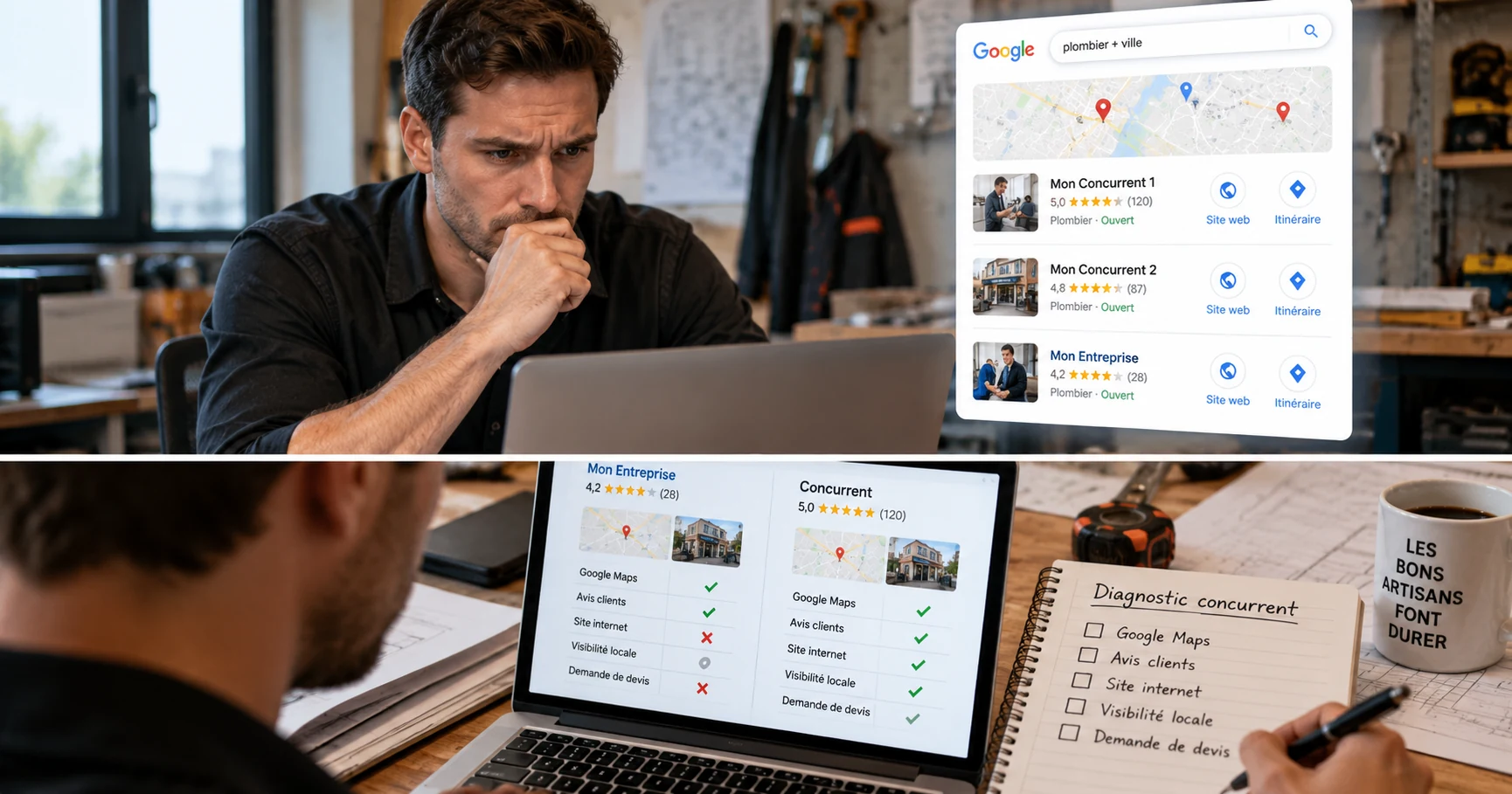 Analyse comparative de deux entreprises locales pour comprendre leur visibilité sur Google