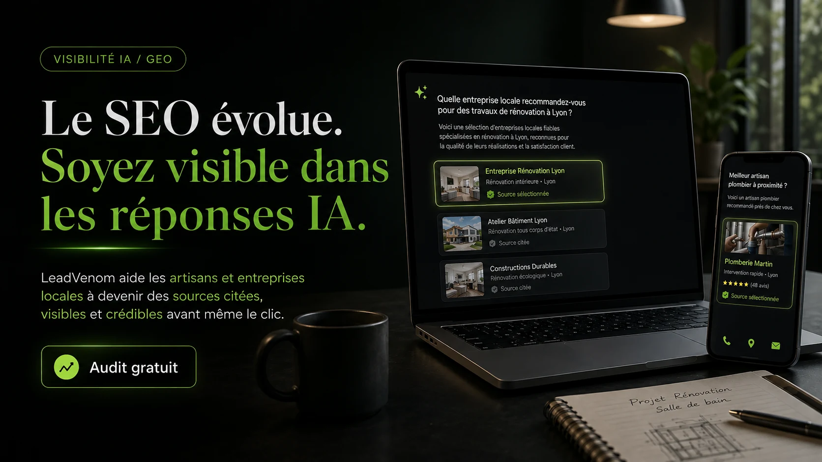 Illustration de la visibilité d’artisans et d’entreprises locales dans les réponses générées par l’IA